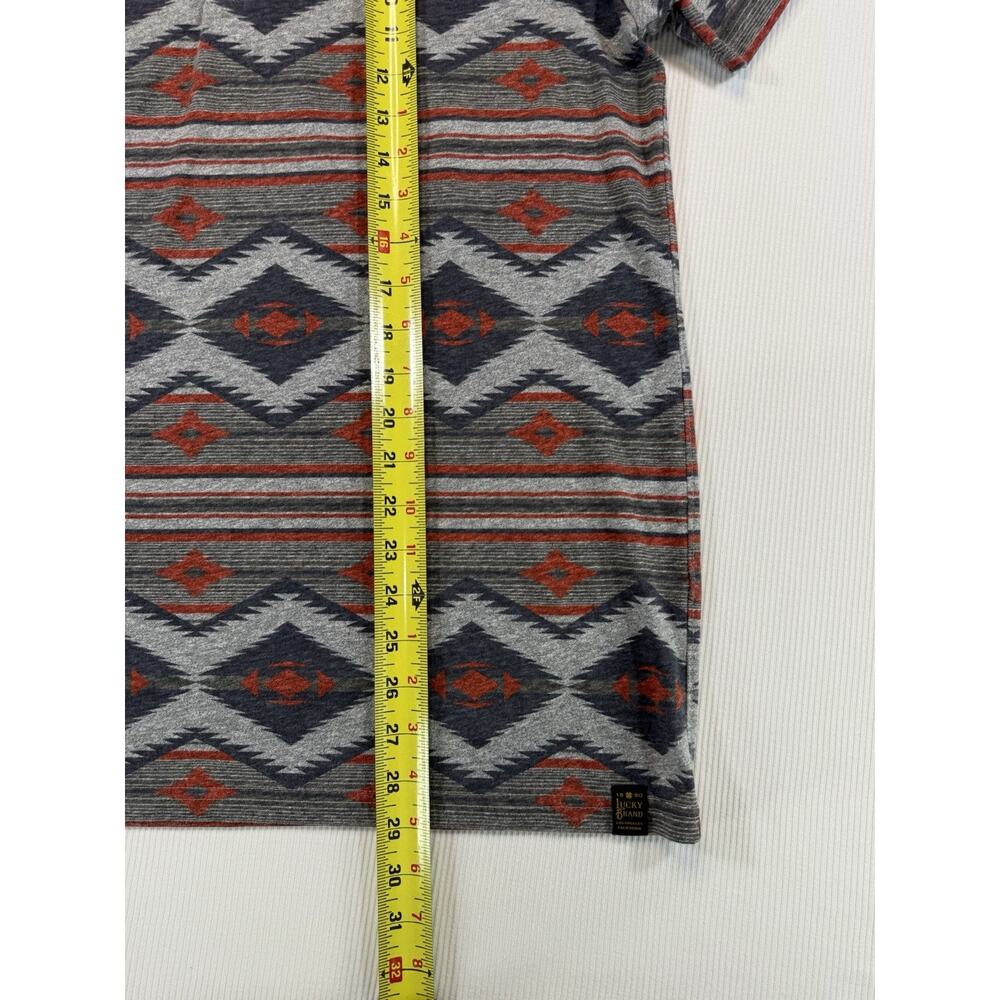 Lucky Brand Henley T Shirt Aztec Southwestern Short Sleeve Size Medium - Picture 5 of 6